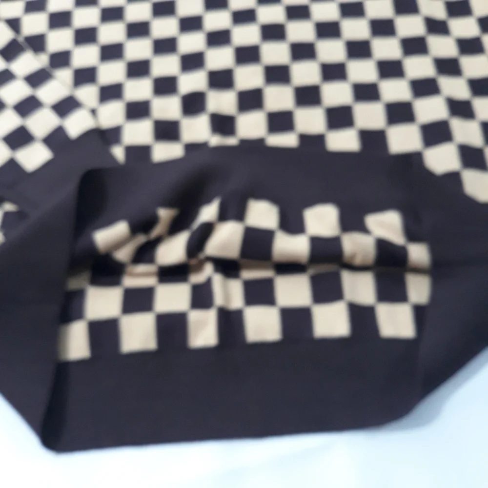 Checkered Brown and Tan Unisex Sweater Size Large Fully lined Soft Material